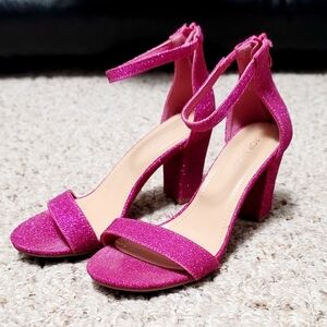 Top Moda Hannah 1 Hot Pink Glitter 3" Heeled Shoes